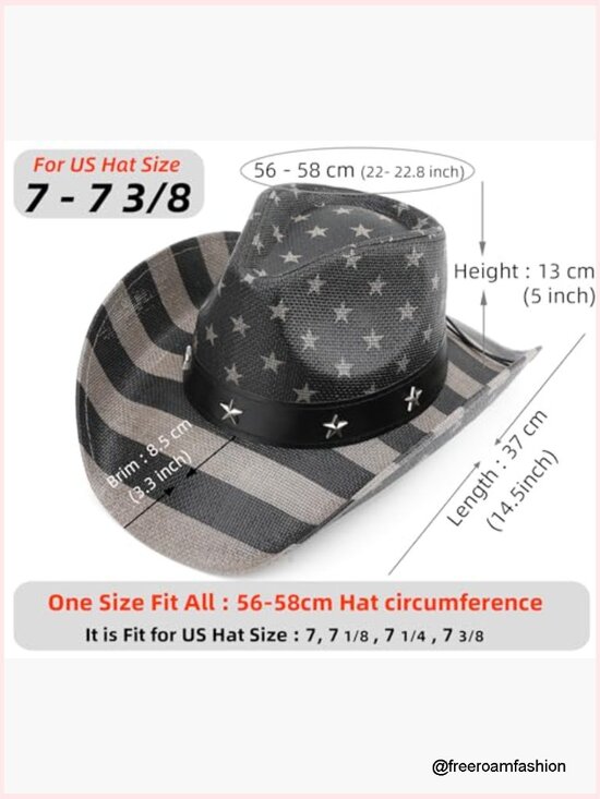 Unisex American Flag Cowboy Hat Patriotic Western Cowgirl Parade Hat main image 6